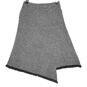 Parameter Anthropologie Skirt Black & White Boucle Fringe Wrap Size 10